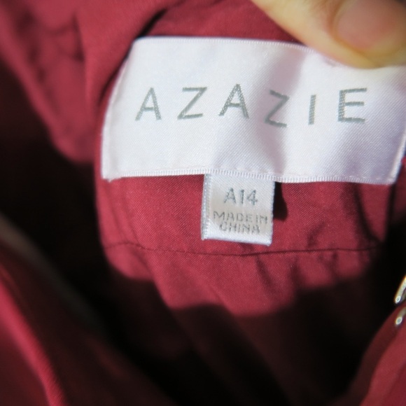 Azazie David A-line Pleated Chiffon Floor Length Dress Burgundy Formal Wedding - Picture 6 of 13